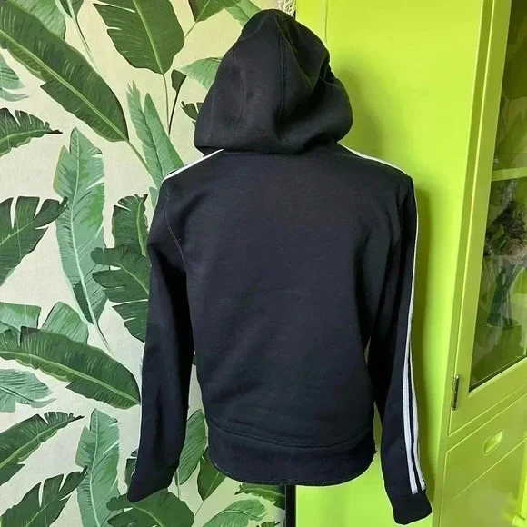 Adidas Classic Women’s Black Hoodie Sweatshirt Cropped Medium - Picture 5 of 5